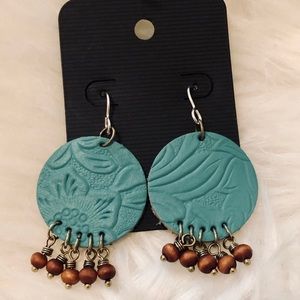 Turquoise Leather Earrings